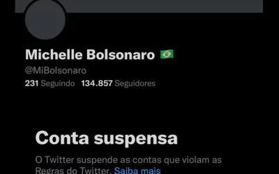 Twitter suspende conta atribuída a Michelle Bolsonaro